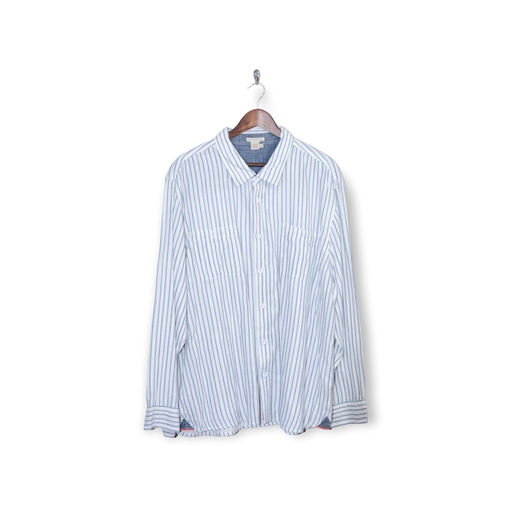 Carbon 2 Cobalt L/S Striped Shirt Men's XXL Blue & White w/ Metal Buttons